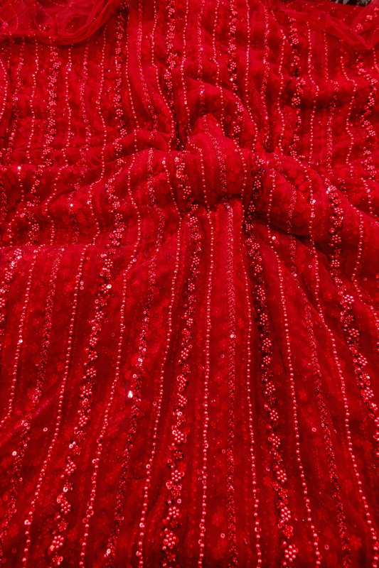 Handwork Net Embroidery With Pearl And Cutdana 54-inch width fabric