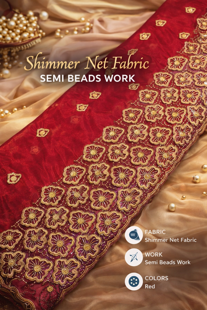 Shimmer net semi-beads work fabric is a luxurious, lightweight mesh material