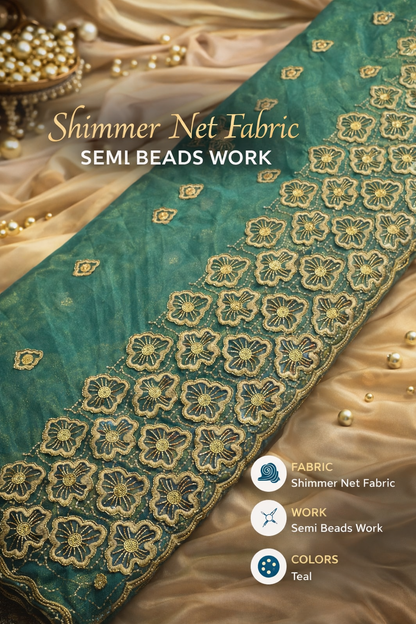 Shimmer net semi-beads work fabric is a luxurious, lightweight mesh material