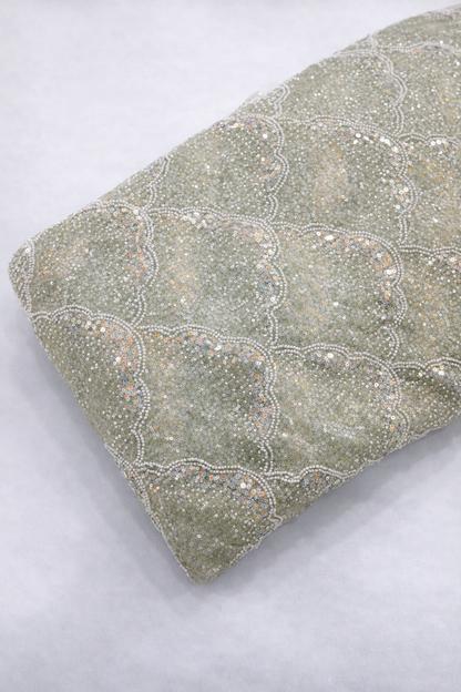 Handwork Net Embroidery With Pearl And Cutdana 54-inch width fabric