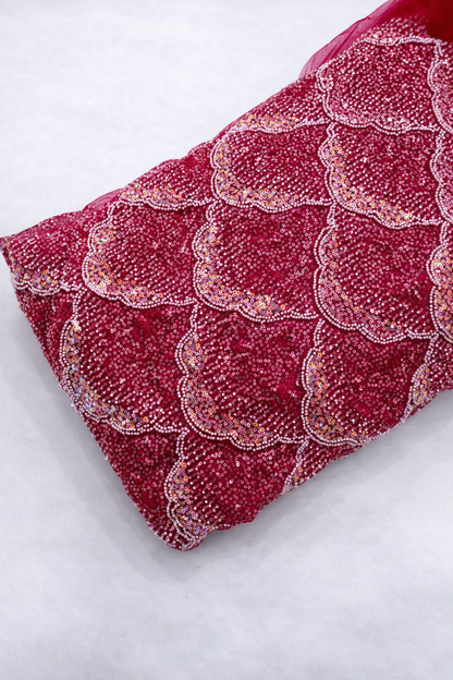 Handwork Net Embroidery With Pearl And Cutdana 54-inch width fabric