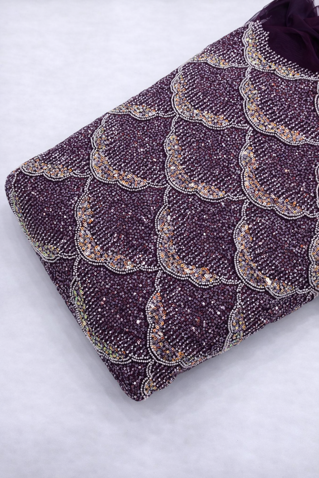 Handwork Net Embroidery With Pearl And Cutdana 54-inch width fabric