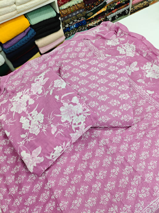 Cotton printed 3 pis set to 2.5 mtr cut bottom, 2.25 mtr cut dupatta 2.25 mtr cut