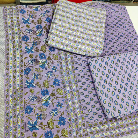 Cotton printed 3 pis set top 2.5 mtr cut bottom 2.25 mtr cut dupatta 2.25 mtr cut