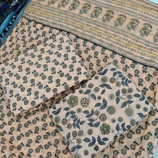 Cotton printed 3 pis set to, 2.5 mtr cut bottom 2.25 mtr cut dupatta 2.25 mtr cut