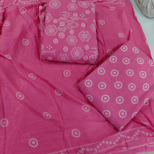 Cotton printed 3 pis set top 2.5 mtr cut bottom 2.25 mtr cut dupatta 2.25 mtr cut