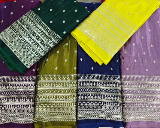 Important satin borders work fabric