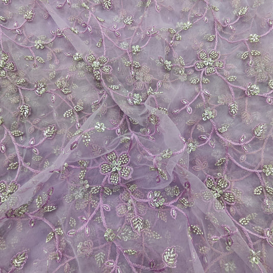 Beautiful net handwork fabric sugar beads sequence work 1 quantity 1 mtr